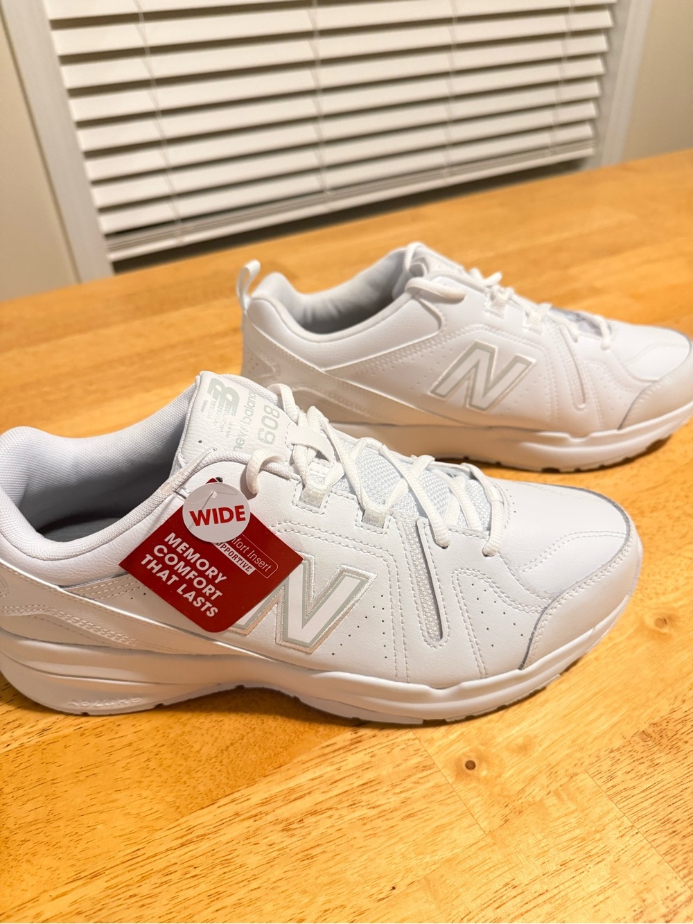 New Balance White Wide Lace-Up Sneakers for Men